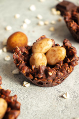 Easter egg nests - Chocolate vegan desserts - chocolate and nuts