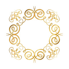 gold ornament frame with hearts shapes design of Decorative element theme Vector illustration