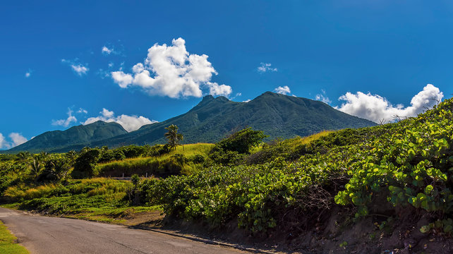 A view towards the volcano, Mount Liamuiga in St Kitts