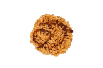 Thai Sweet Crispy Rice Cakes with Cane Sugar Drizzle on white background