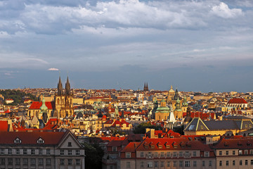 Fototapeta na wymiar view of Old Town in Prague from Hanavelsky Pavilon, Prague, Czech Republic