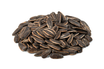 A pile of Dried sunflower seeds isolated on white background