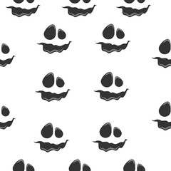 Seamless pattern face ghost and pumpkin isolated on white background
