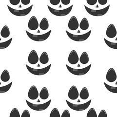 Seamless pattern face ghost and pumpkin isolated on white background. for element halloween