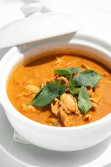 thai spicy panang pork curry with coconut milk