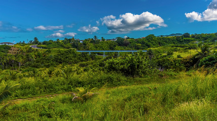A view towards an elevated section of the narrow gauge railway in St Kitts