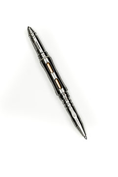 Titanium Tactical Ballpoint Pen On White Background