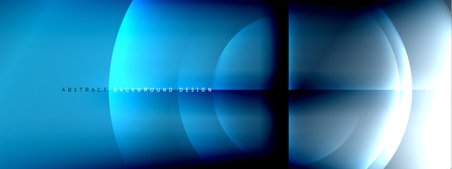 Vector abstract background - circle and cross on fluid gradient with shadows and light effects. Techno or business shiny design templates for text