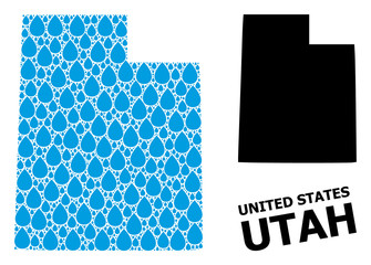 Vector Mosaic Map of Utah State of Liquid Dews and Solid Map