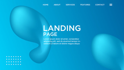 LANDING PAGE WITH LIQUID COLOR. GRADIENT COLOR BACKGROUND. MODERN ABSTRACT COLORFUL STYLE VECTOR