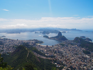 Rio de Janeiro, Brazil - 03/09/2020: View on the city from the Mirante Dona (Santa) Marta. Copy space for text.