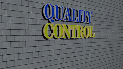 Obraz premium quality control text on textured wall, 3D illustration for icon and design