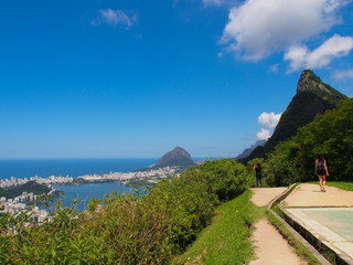 Rio de Janeiro, Brazil - 03/09/2020: View on the city from the Mirante Dona (Santa) Marta. Copy space for text.