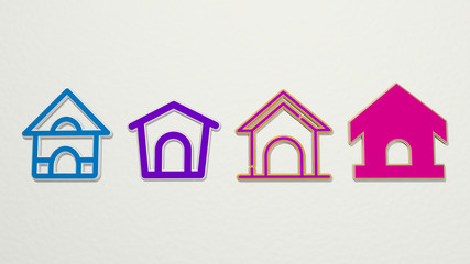 pet house 4 icons set, 3D illustration