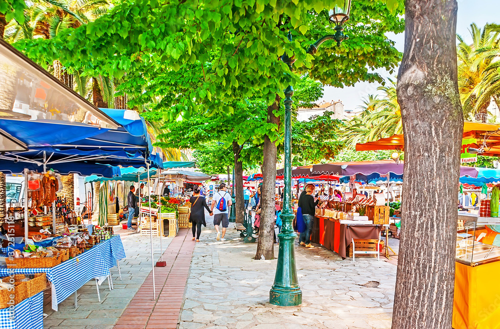 Poster The market of local specialities in Ajaccio, France