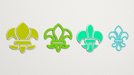 fleur de lis 4 icons set, 3D illustration © Ali