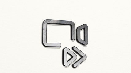controls camera forward 3D icon on the wall, 3D illustration for background and business