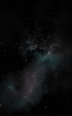 Star field in galaxy space with colorful nebula. Sci fi background of deep space. Ethereal wallpaper.