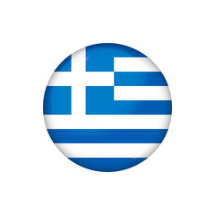 Round flag of Greece. Vector illustration. Button, icon, glossy badge