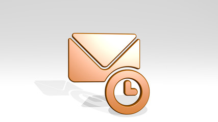 email action clock 3D icon casting shadow, 3D illustration for business and communication
