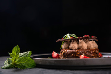 french chocolate dessert laid out on a plate