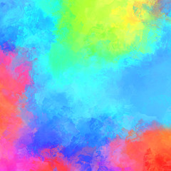 Wall art. Unique and creative illustration. Brush stroked painting. Abstract background of colorful brush strokes. Brushed vibrant wallpaper. Painted artistic creation.