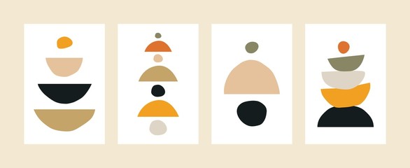 Abstract art background templates. Modern contemporary shapes rough doodle objects, hand drawn poster design, vector decoration