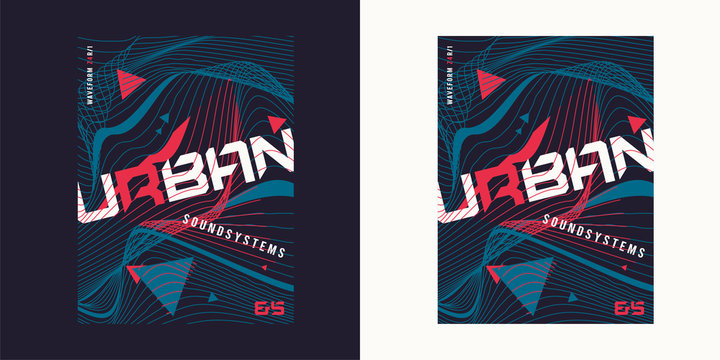 Urban waves vector expressive geometric t-shirt abstract design, poster, print, template