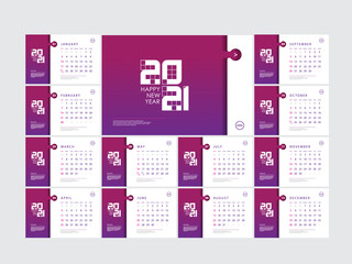 Desk Calendar template 2021, creative and modern