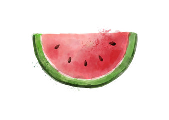 Watercolor watermelon fruit, summer fruit, delicious watercolor element, vector illustration