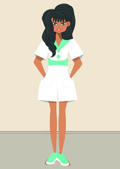 Brunette girl character for comic or postcard