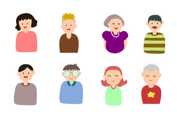 Set of people icons. Human character design. Flat style illustration.