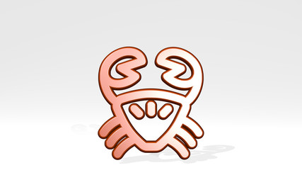 SEAFOOD CRAB 3D icon casting shadow, 3D illustration for fish and background