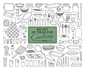 A BIG COLLECTION OF FOOD PREPARATION ITEMS ON A WHITE BACKGROUND