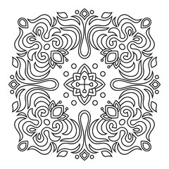 Ornament of leaves, flowers and vegetation. Decorative element. Print for the cover of the book, postcards, t-shirts. Illustration for rugs.