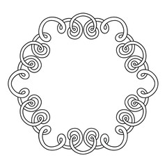 Ornament frame of swirling lines. Illustration for coloring. Decorative line art frame for design template. Lace vector illustration for invitations and greeting cards.