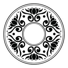 Ornament frame of swirling lines and vegetation. Print for the cover of the book, postcards, t-shirts. Illustration for rugs. Decoration element.