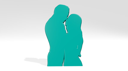 LOVERS 3D icon casting shadow, 3D illustration for couple and background