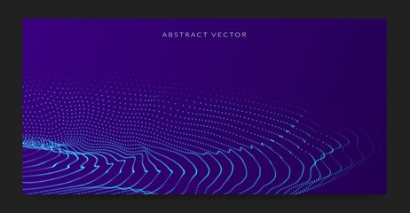 Wavy abstract object made of particles. Abstract technological or scientific object.
