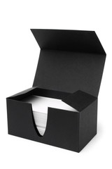 White business cards in black box