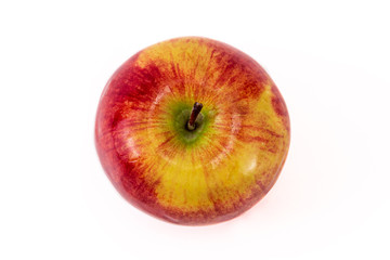 Apple glossy red-yellow top view isolated