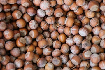 background of hazelnut close up top view
