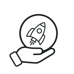 hand holding rocket sing.