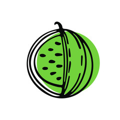 Watermelon on a white background. Large ripe watermelon. Vector image.
Postcard with logo, icon for background, postcard. illustration