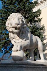 Lion traditional sculptures in Odesa streets, Ukraine