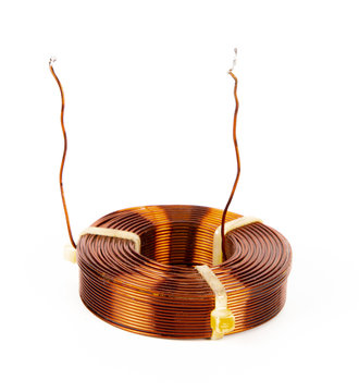 Inductor Copper Coils On White Background