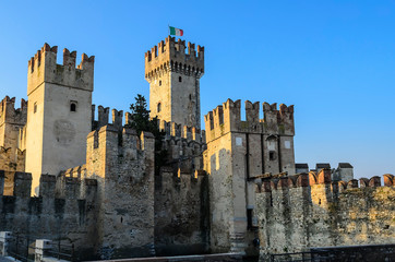 Rocca Scaligera. Unique 13th-century castle surrounded by water, with steep climbs leading to scenic lake views. Sirmione,Lake Garda,Italy