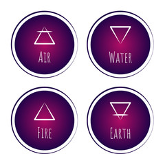 Four elements - fire, water, air, earth. Vector icons