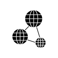 global sphere connected icon, silhouette style