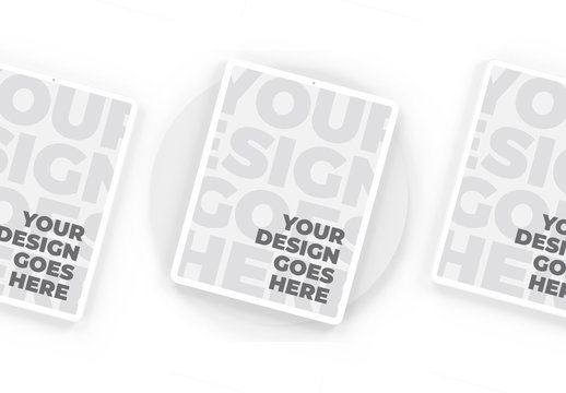 Three Aligned White Clay Tablet Mockups with Plaster Texture 